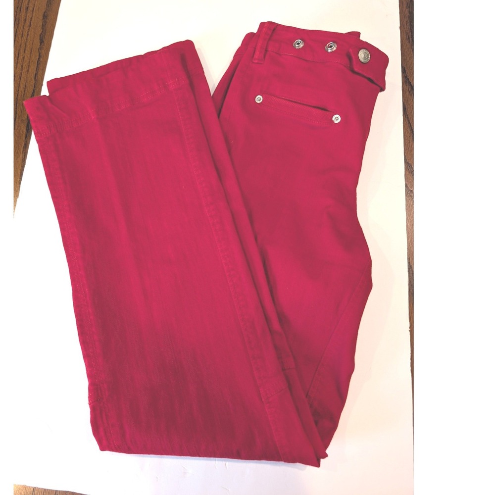 We The Free Red Herringbone Straight Leg Utility Pants Size 28 Cinched Waist